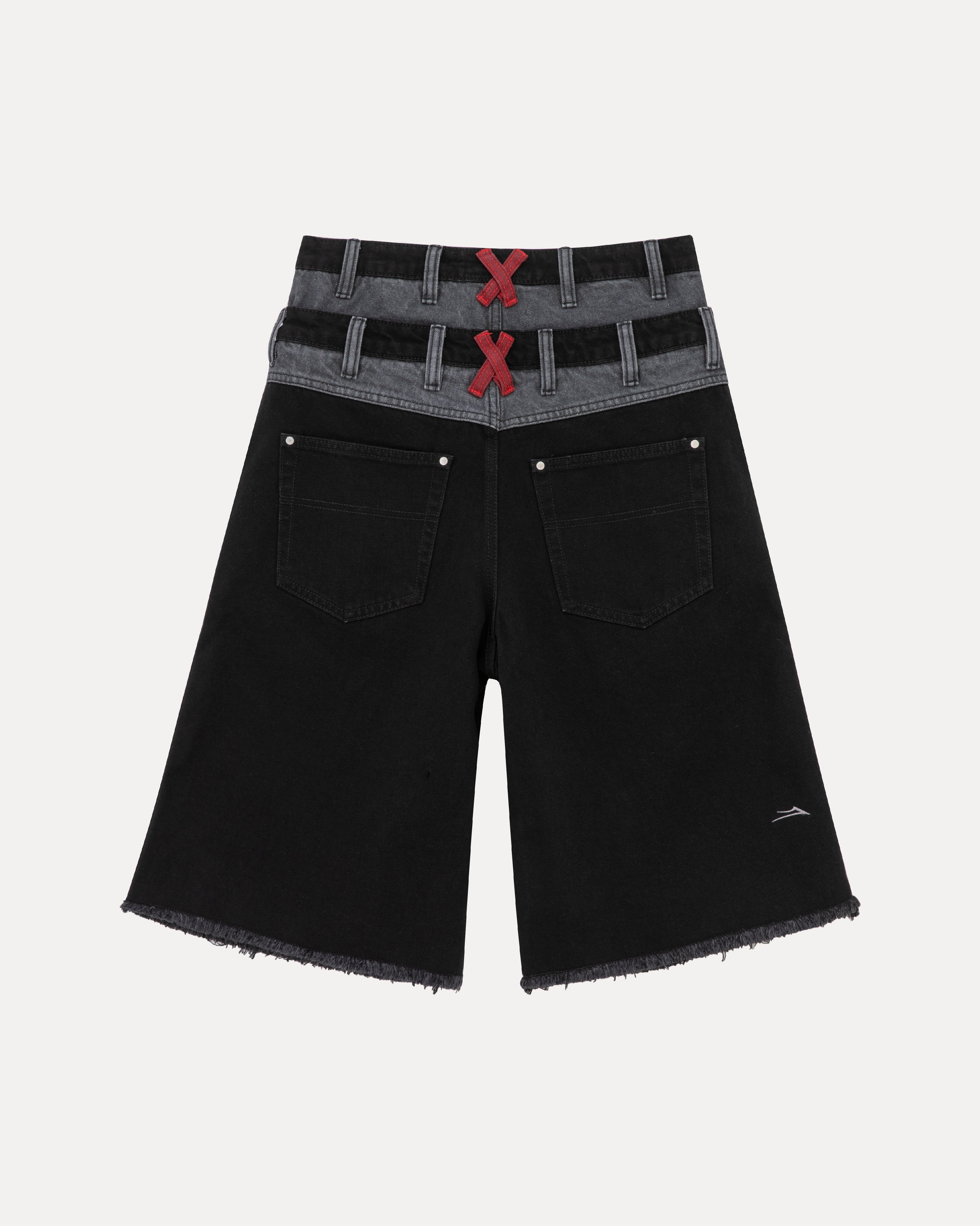 lakai-double-waisted-jumbo-jorts-jean-short-noir-gris image 2