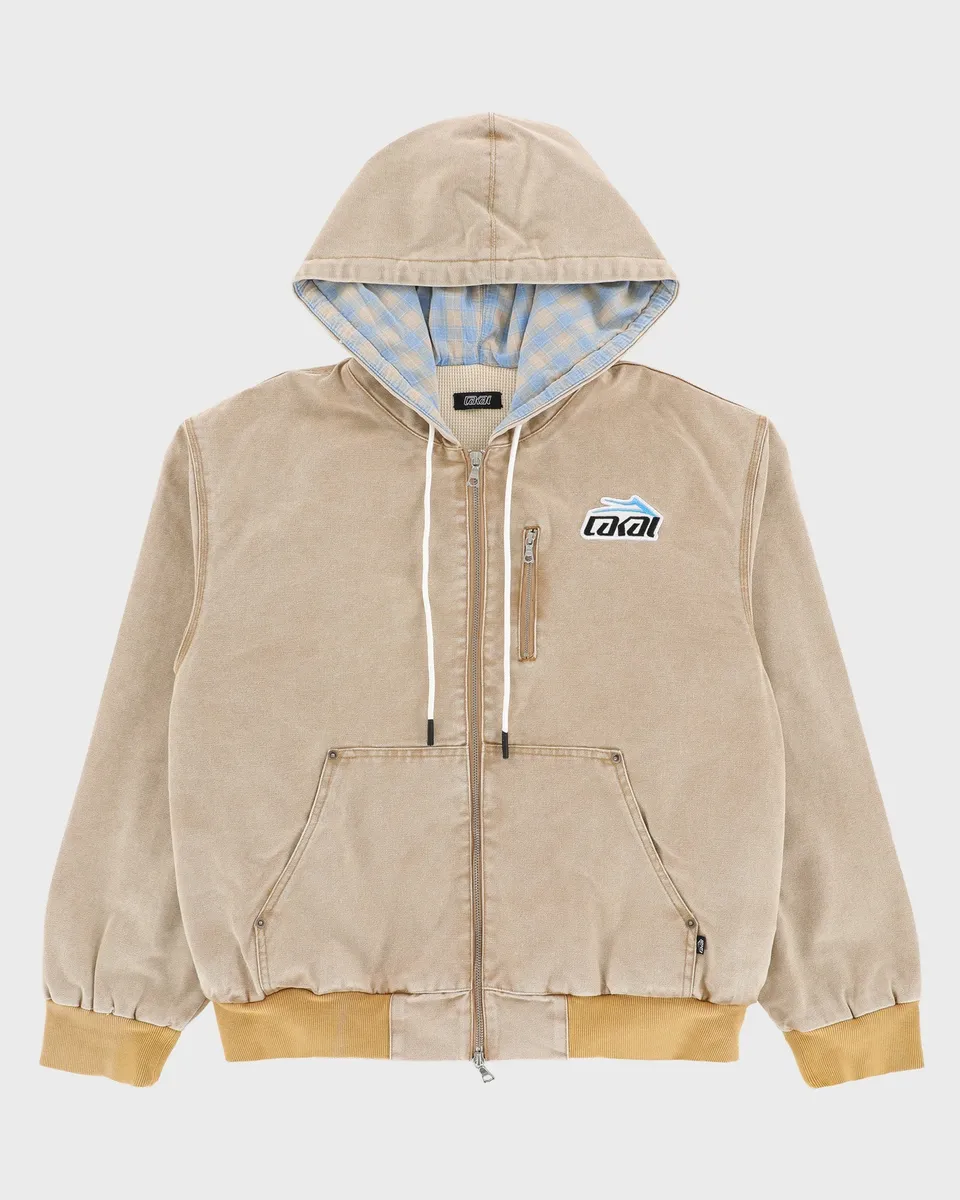 lakai-thermal-lined-khaki-canvas-zip-up-veste-zipp-e image 1