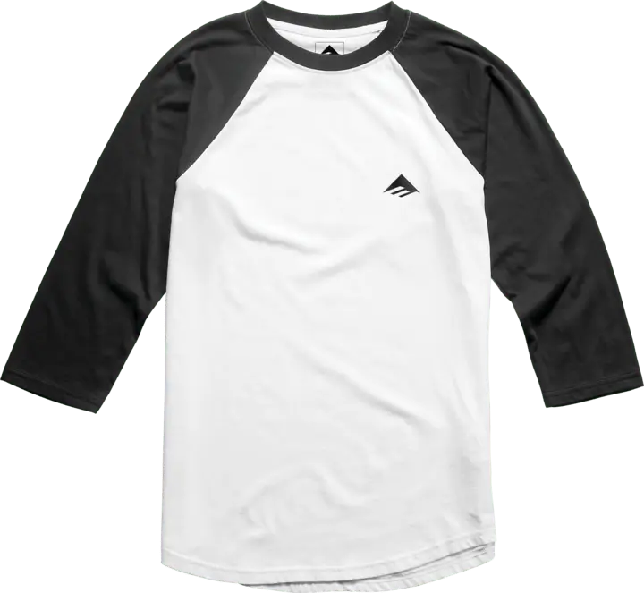 emerica-triangle-baseball-tee-t-shirt-baseball-3-4-noir-blanc image 1