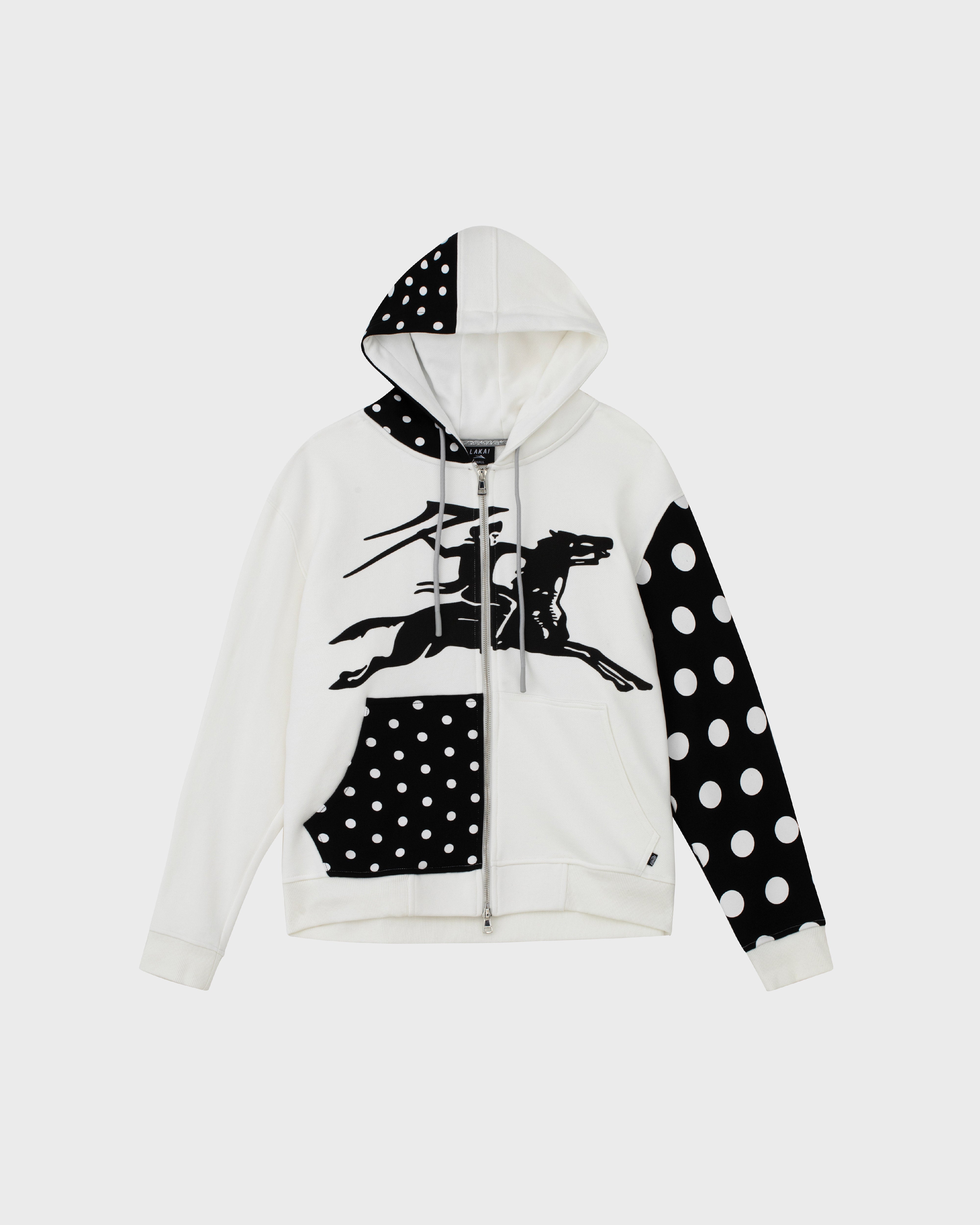 lakai-polka-zip-up-hoodie-sweat-blanc-noir image 1