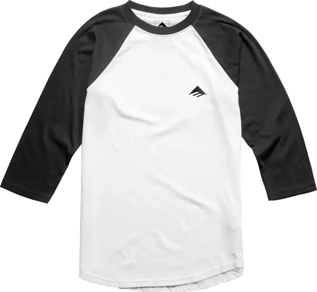 emerica-triangle-baseball-tee-t-shirt-baseball-3-4-noir-blanc image 1