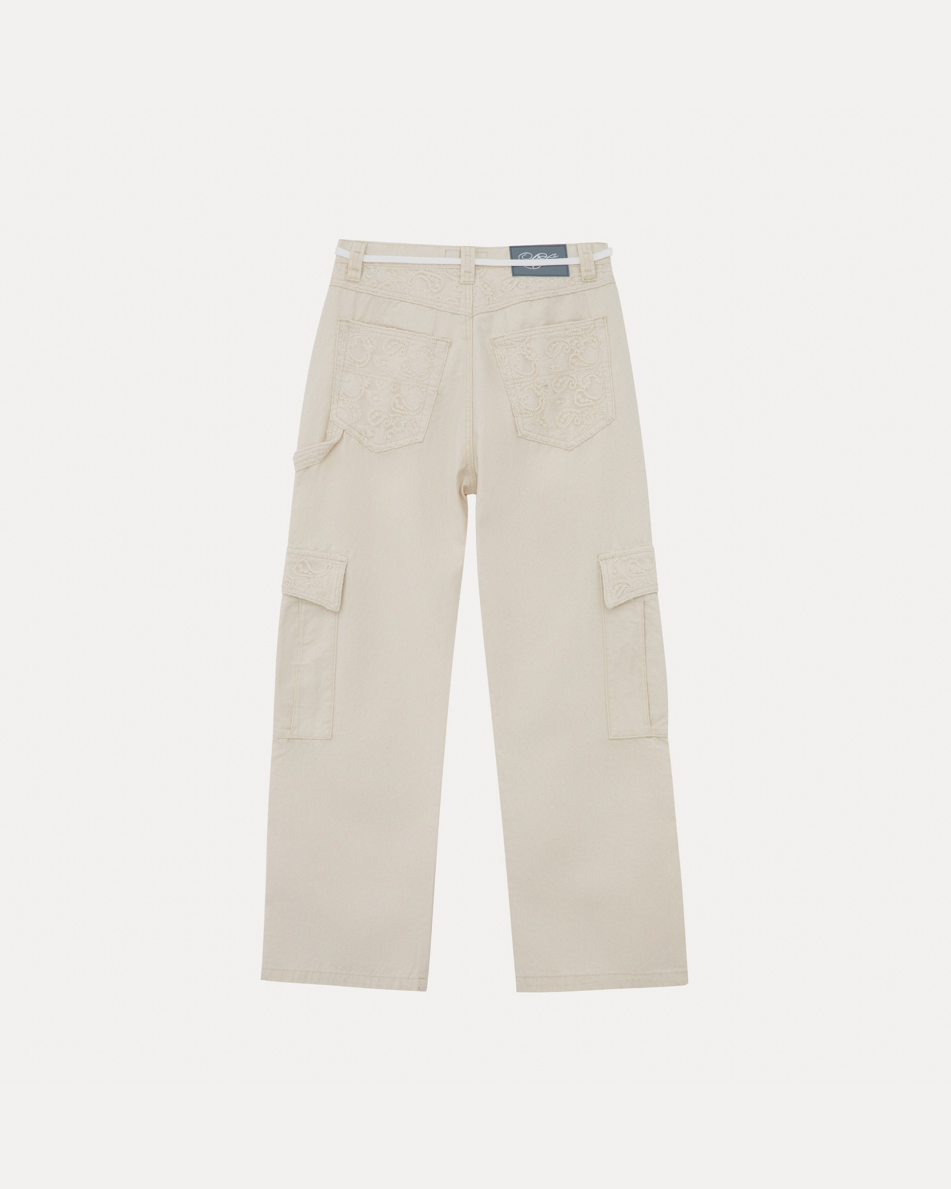 lakai-wide-leg-lace-applique-cargo-pant-natural-pantalon-cargo image 2