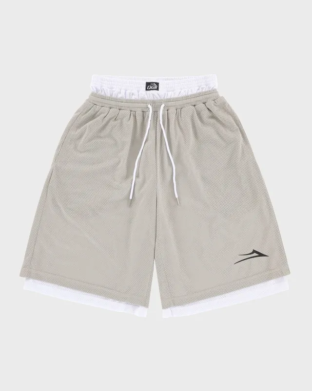 lakai-double-layer-gym-short-short-skate-argent-blanc-mesh image 1