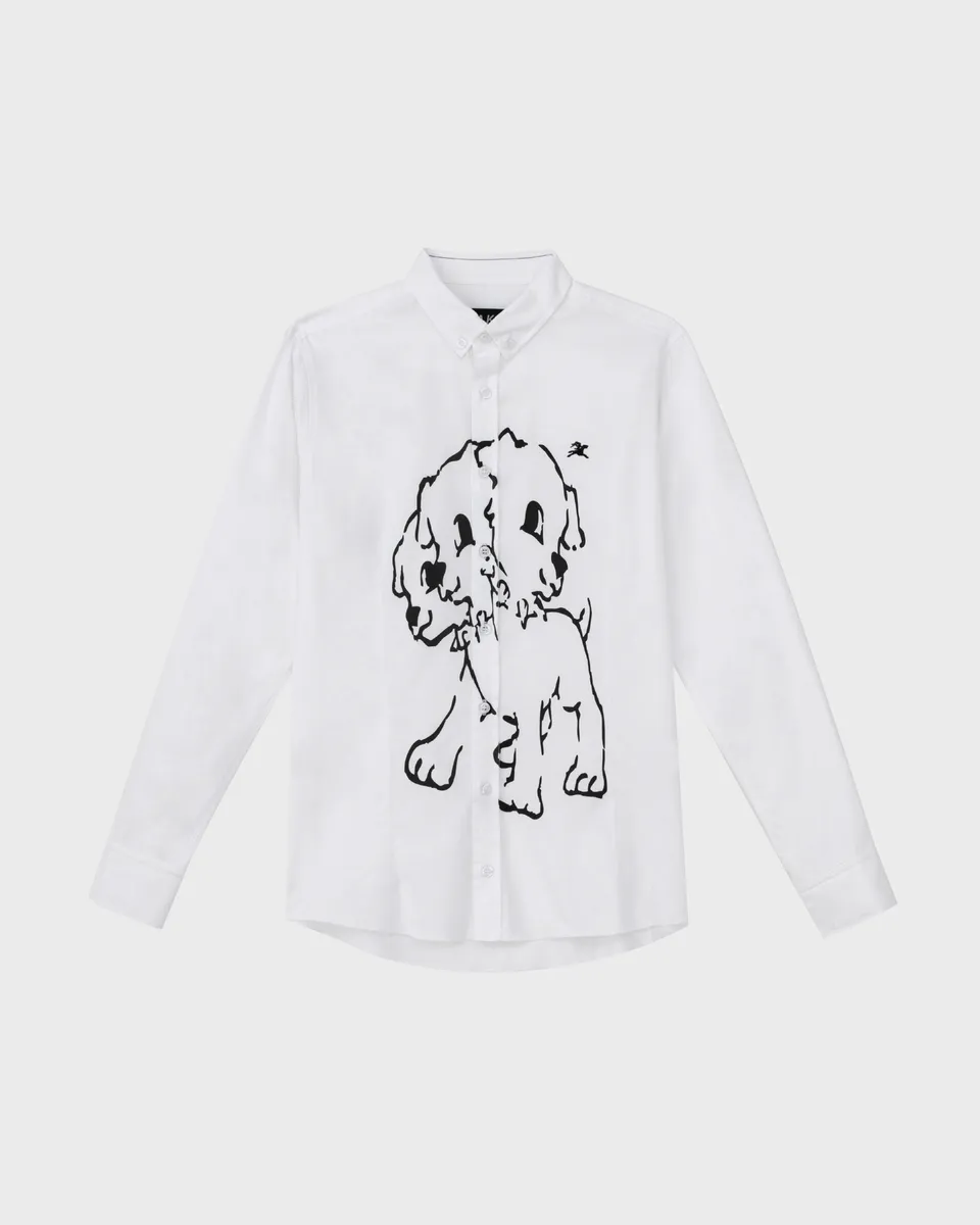 lakai-cerberus-dress-shirt-asymmetrical-placket-chemise-blanche image 1