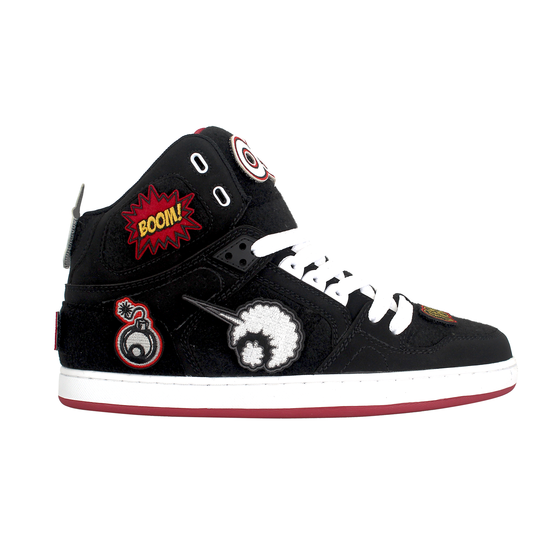 osiris-nyc-83-clk-sneakers-skate-noir-rouge-scratch image 1