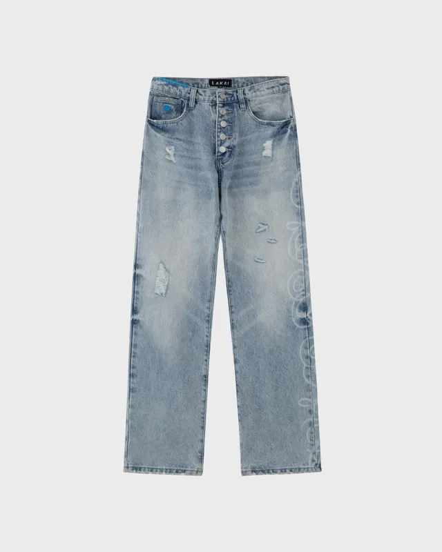 lakai-distressed-etched-straight-leg-denims-washed-indigo-jean-droit image 1