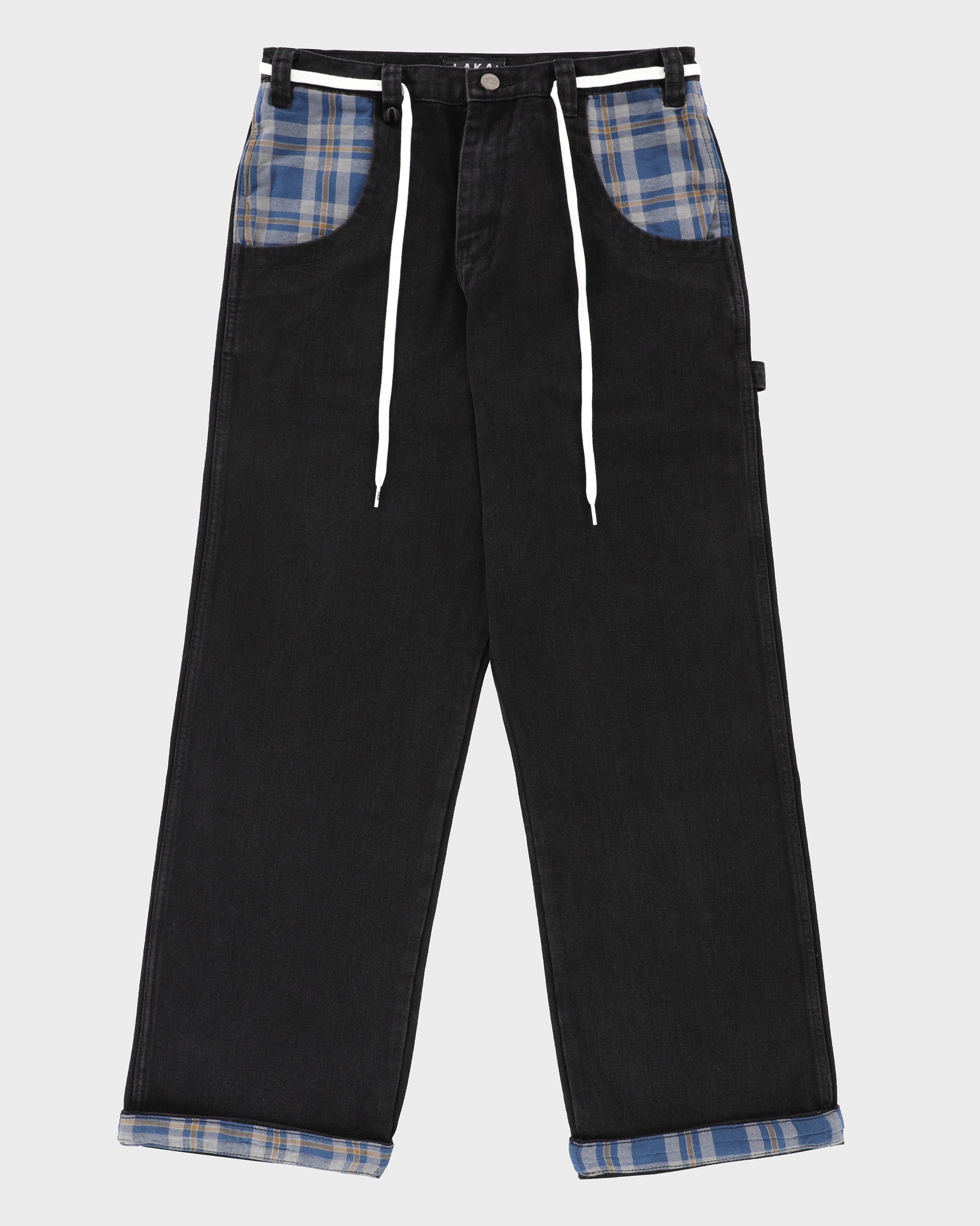 lakai-plaid-contrast-jean-wide-leg-noir image 1