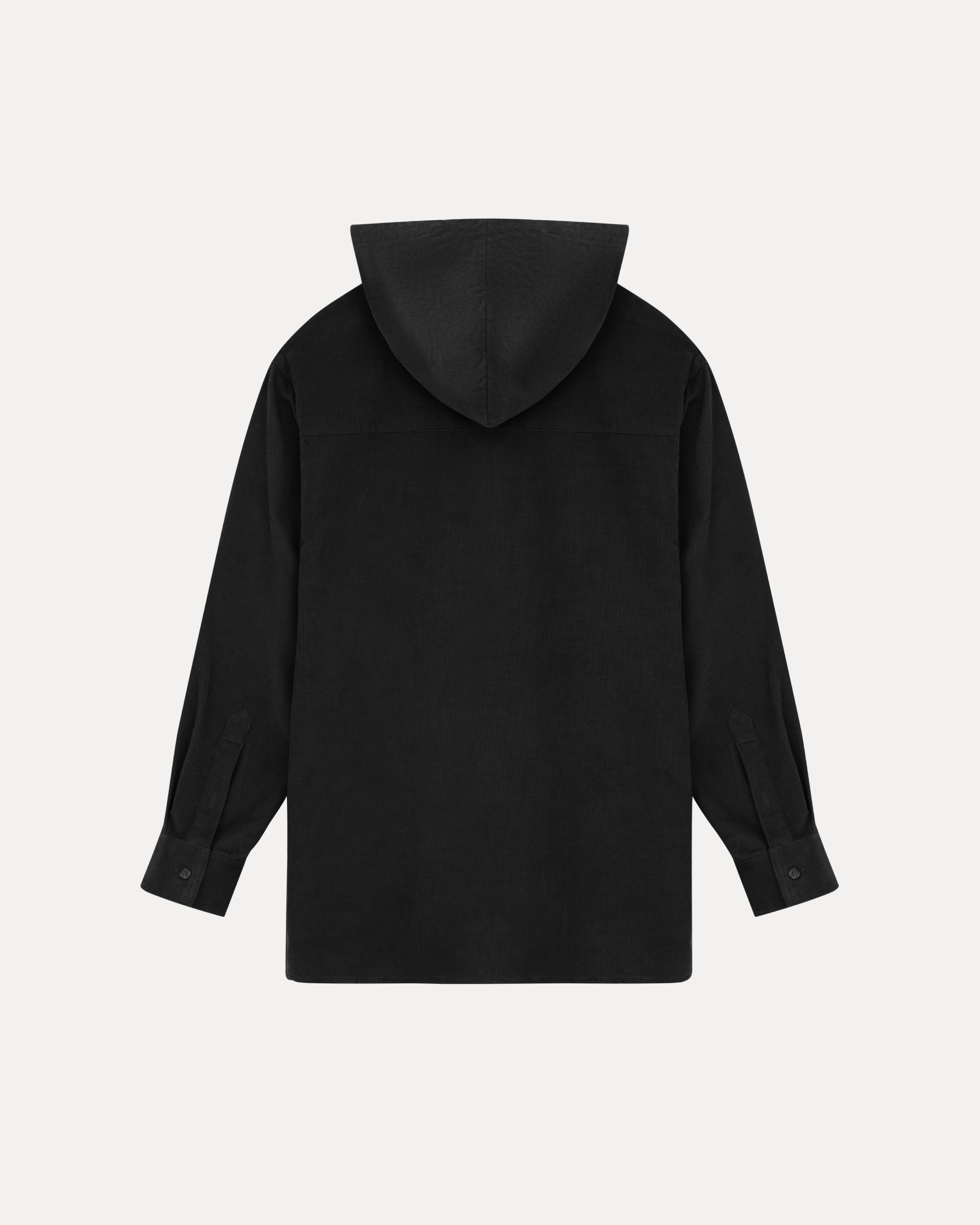 lakai-hooded-corduroy-button-up-shirt-chemise-noire-capuche image 2