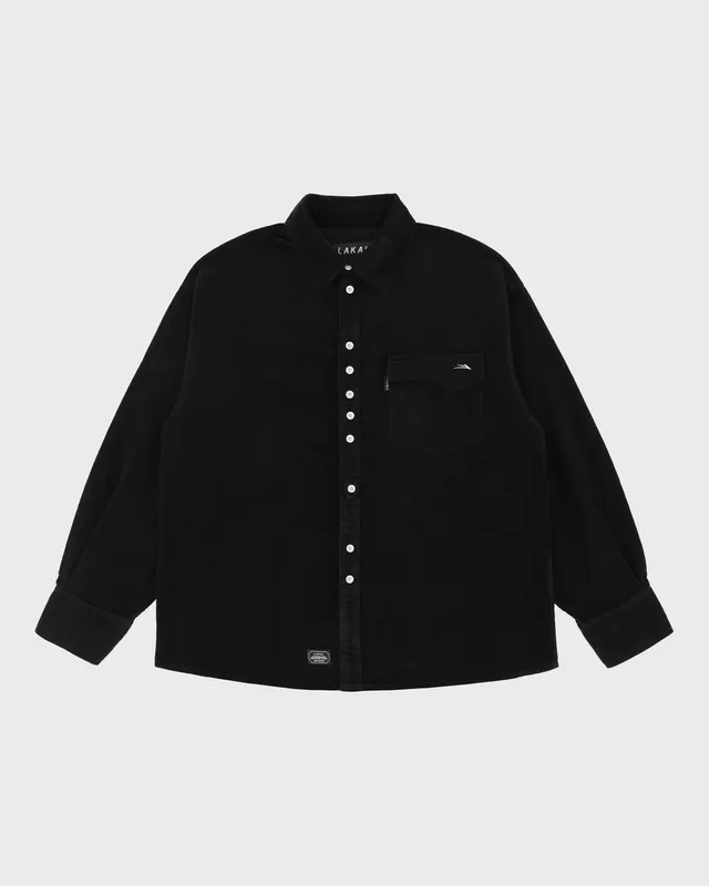 lakai-stacked-placket-chemise-velours-c-tel-noire image 1