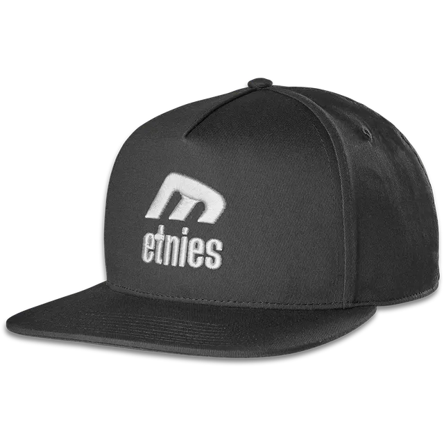 etnies-icon-e-snapback-hat-casquette-black-white image 1
