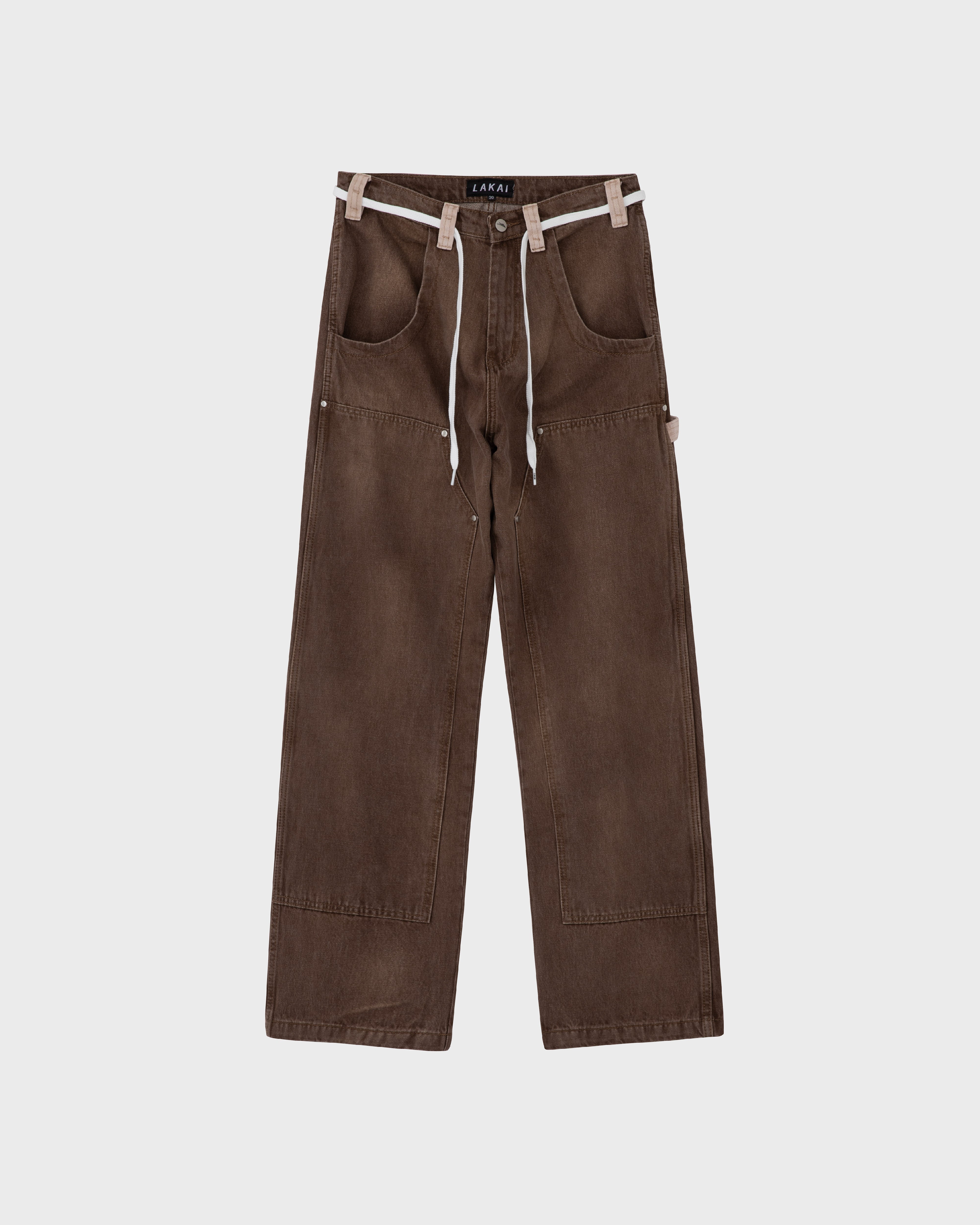 lakai-wide-leg-double-knee-pant-washed-brown-pantalon image 1