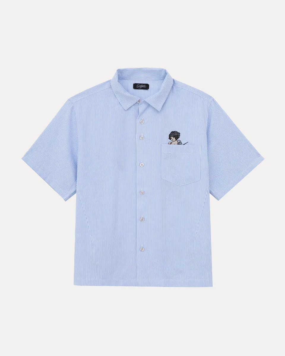 lakai-camp-collar-chemise-boutonn-e-white-and-blue-stripe image 1