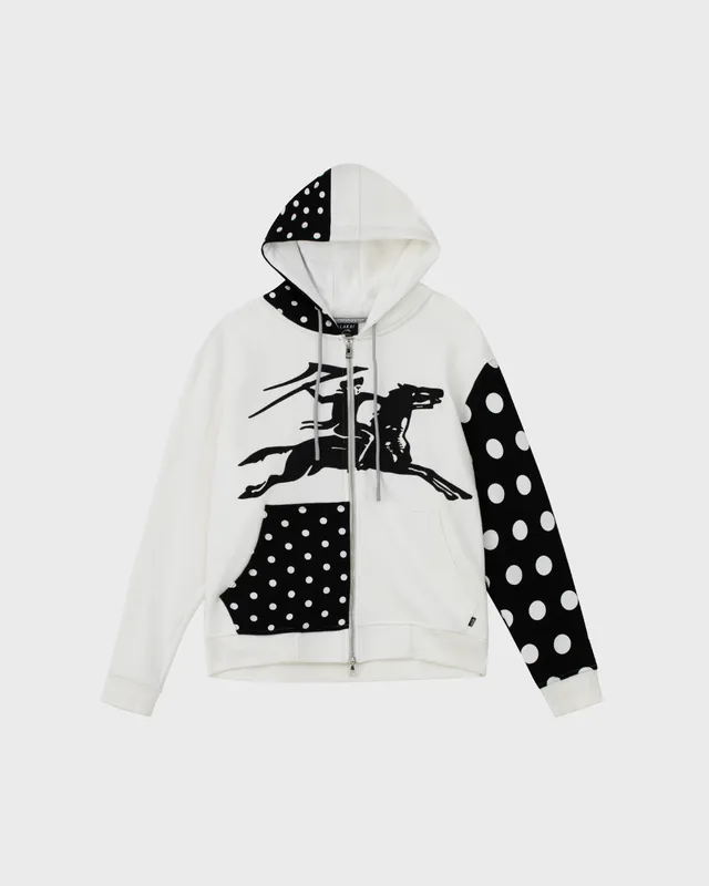 lakai-polka-zip-up-hoodie-sweat-blanc-noir image 1