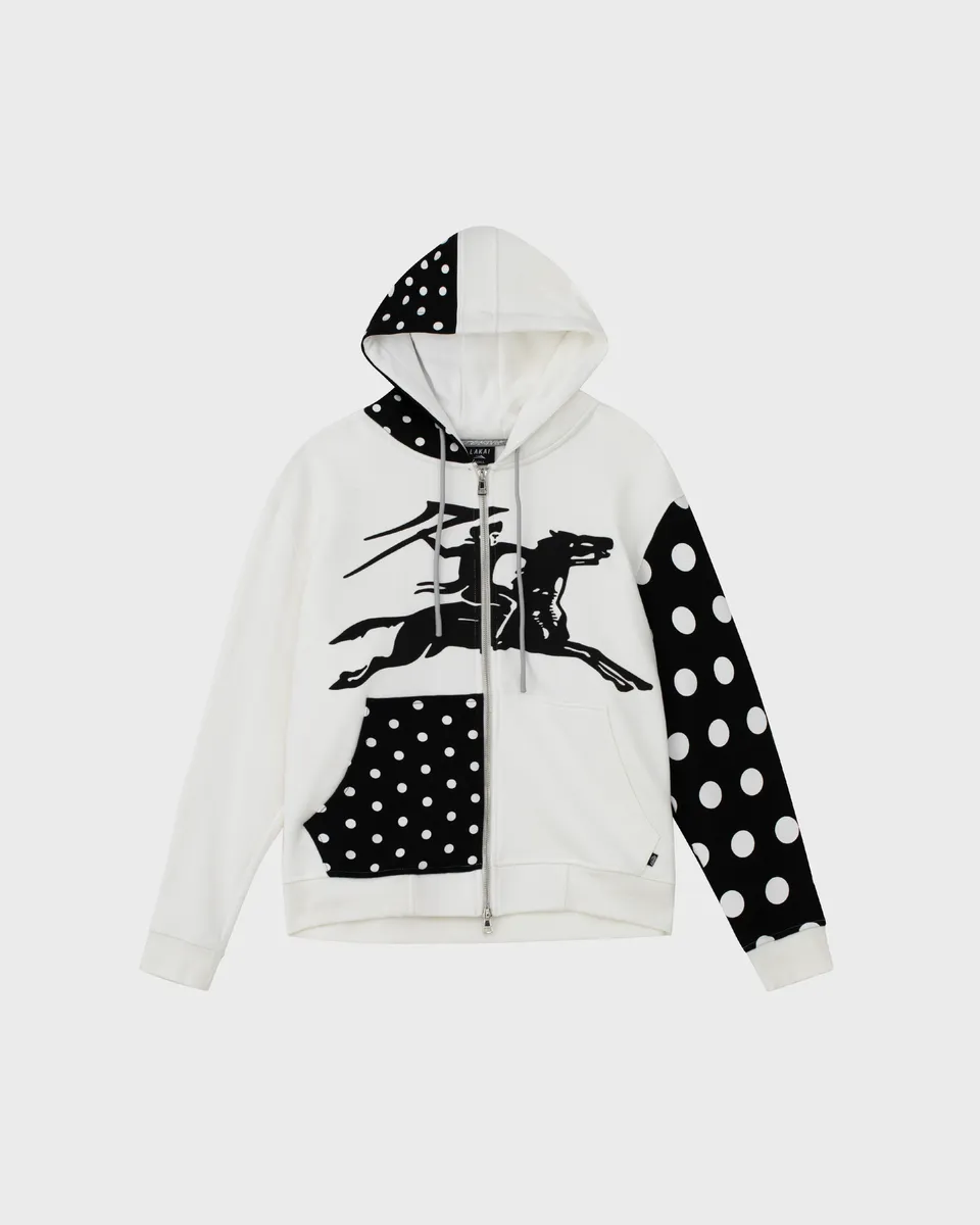 lakai-polka-zip-up-hoodie-sweat-blanc-noir image 1