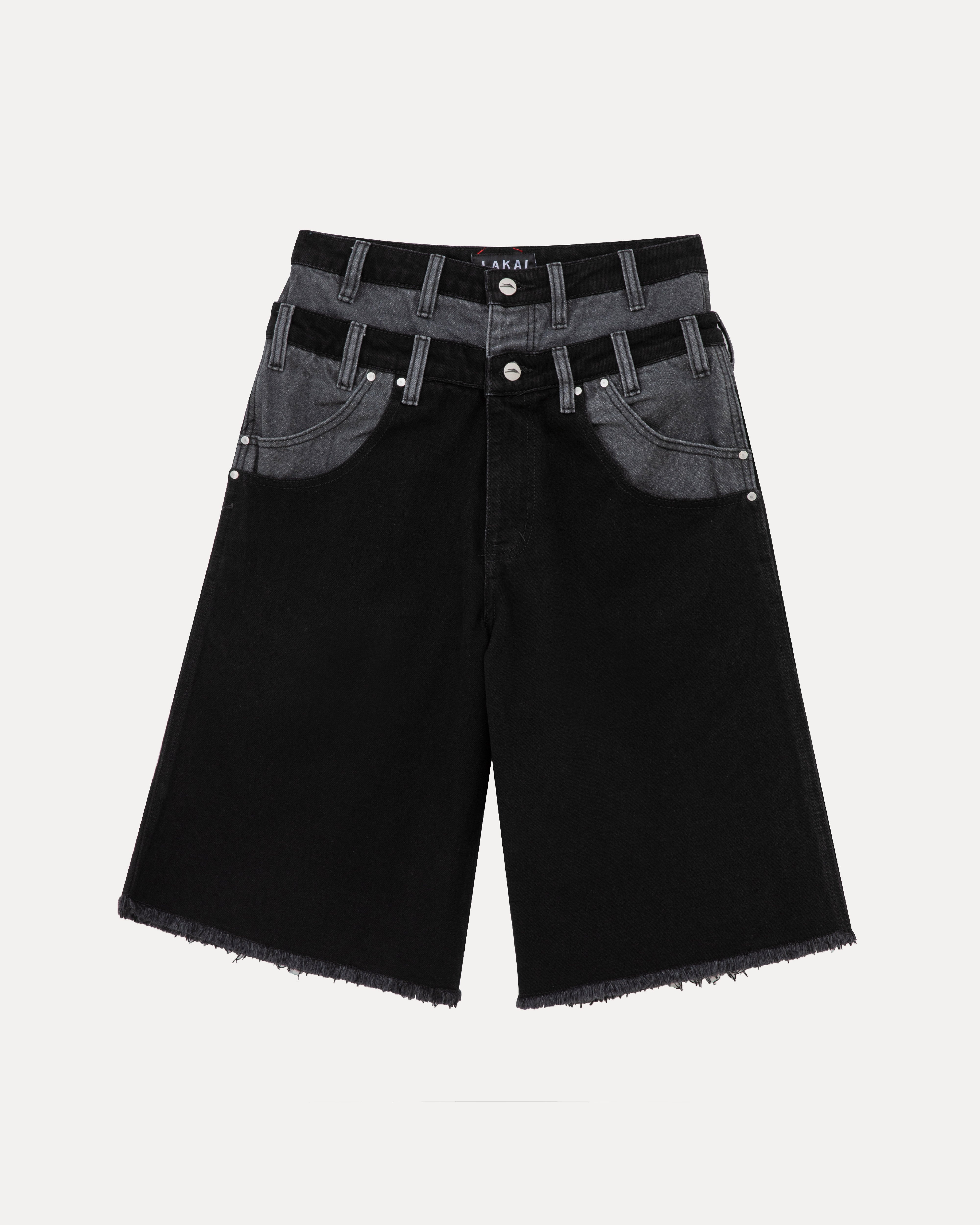 lakai-double-waisted-jumbo-jorts-jean-short-noir-gris image 1
