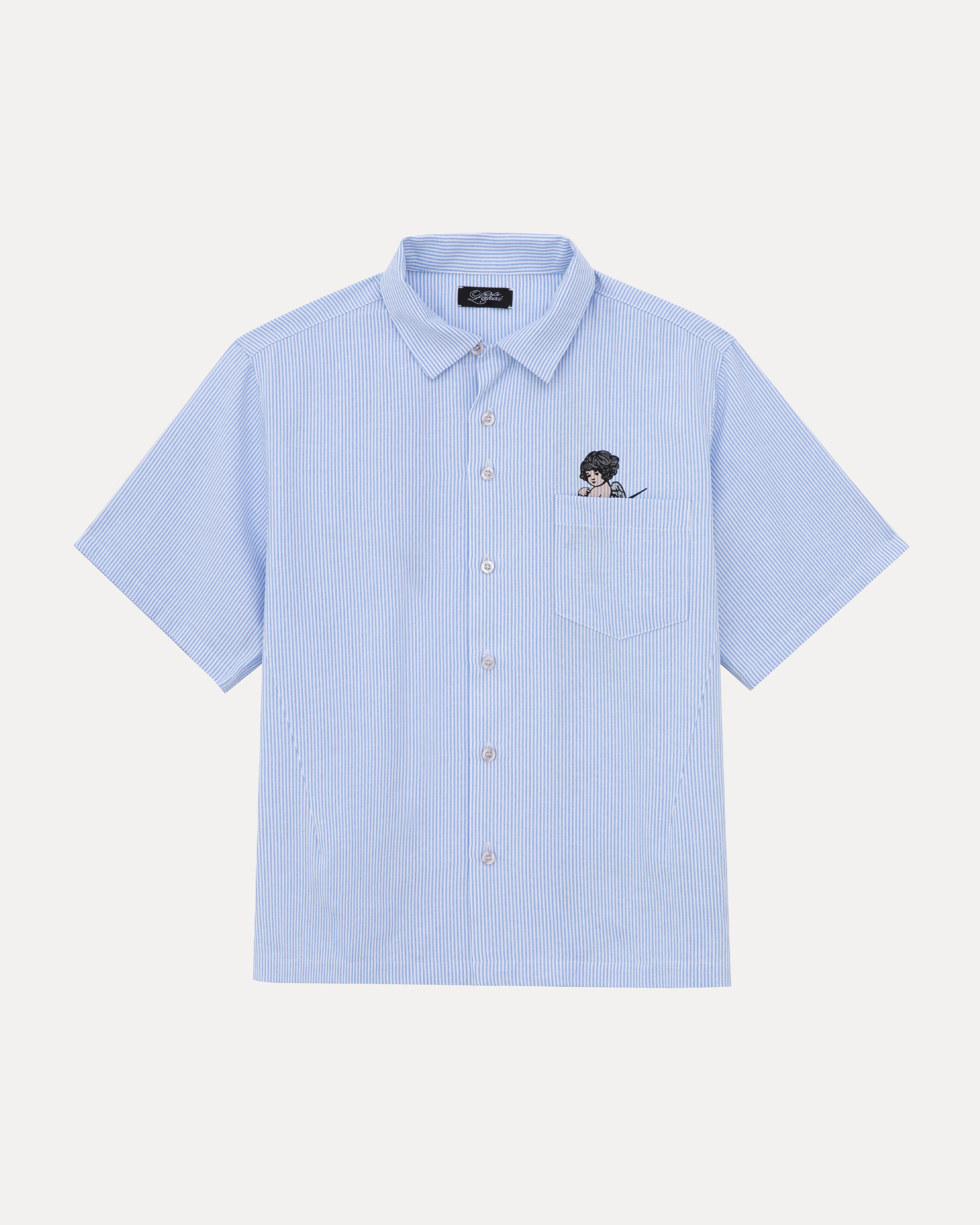 lakai-camp-collar-chemise-boutonn-e-white-and-blue-stripe image 1