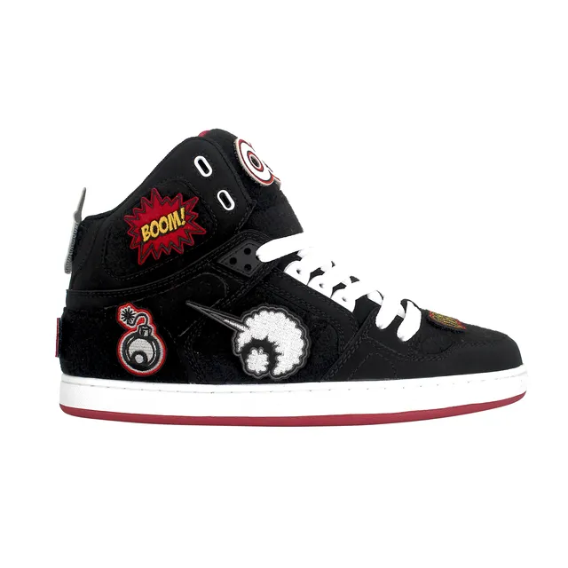 osiris-nyc-83-clk-sneakers-skate-noir-rouge-scratch image 1